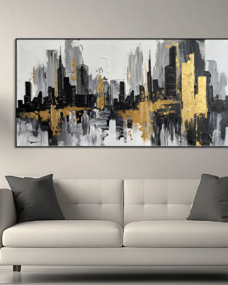 DECORATIVE ABSTRACT ART ON CANVAS SLEEK BLACK FRAME-116643-C