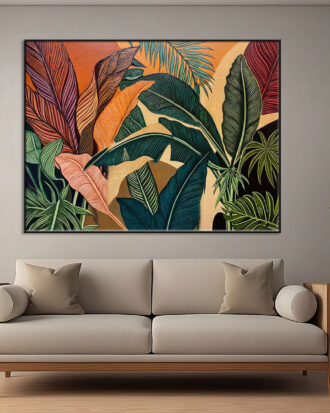 CHARMING ABSTRACT ART ON CANVAS SLEEK BLACK FRAME-116653-C