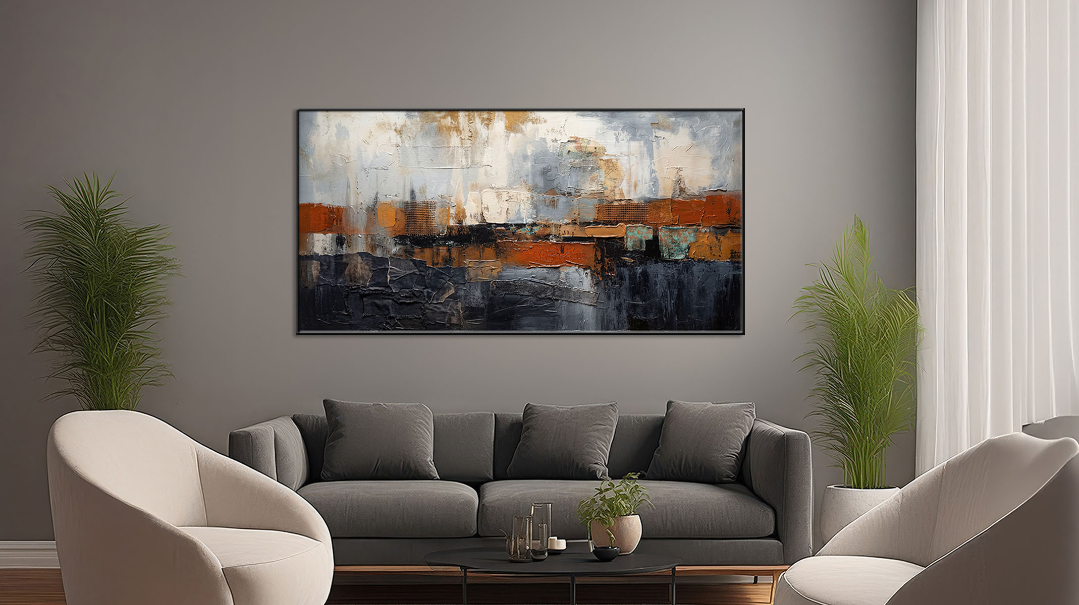 MODERN ABSTRACT ART CANVAS PRINT SLEEK BLACK FRAME-116626-B