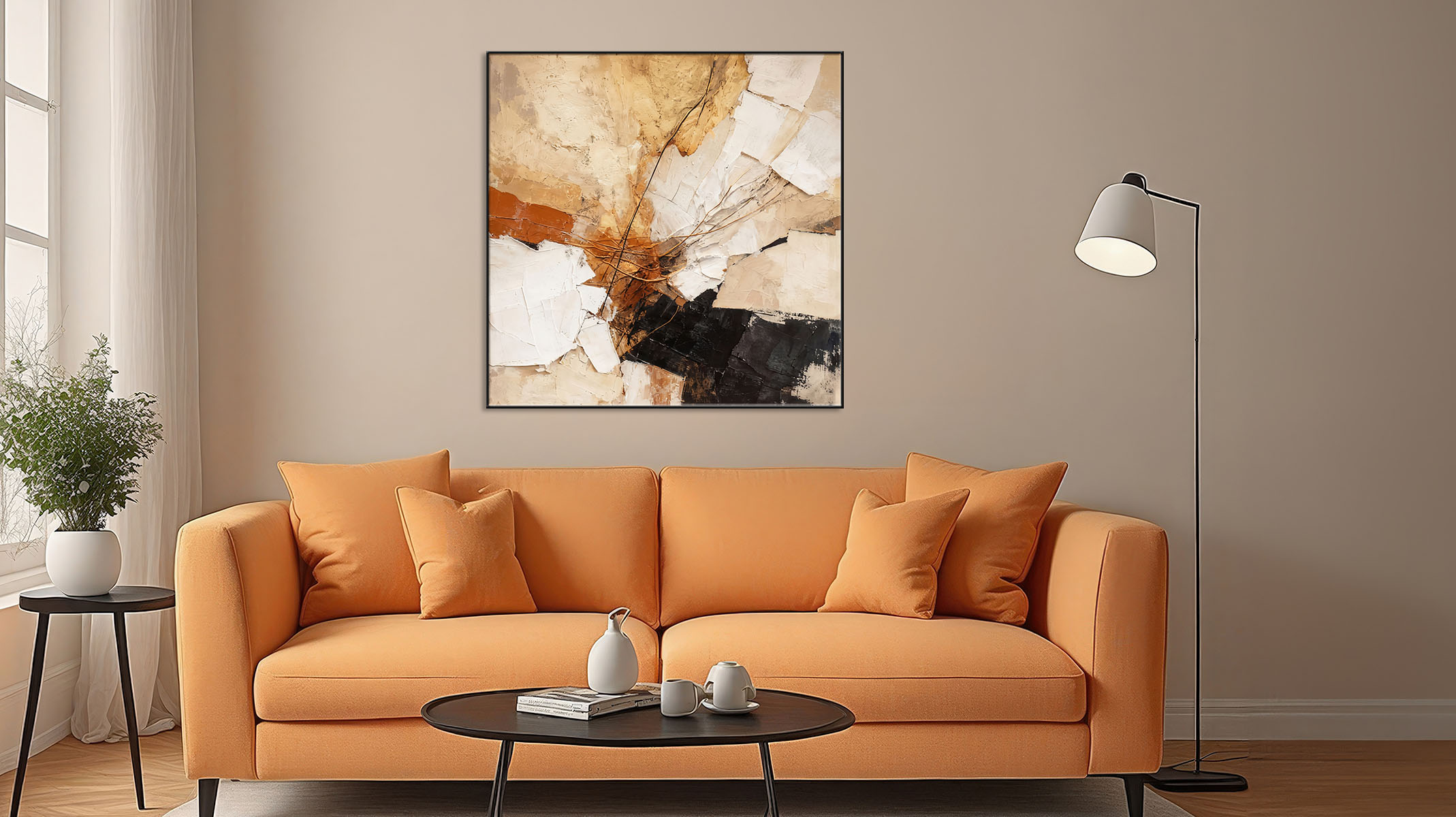 PREMIUM ABSTRACT ART ON CANVAS SLEEK BLACK FRAME-116650-C