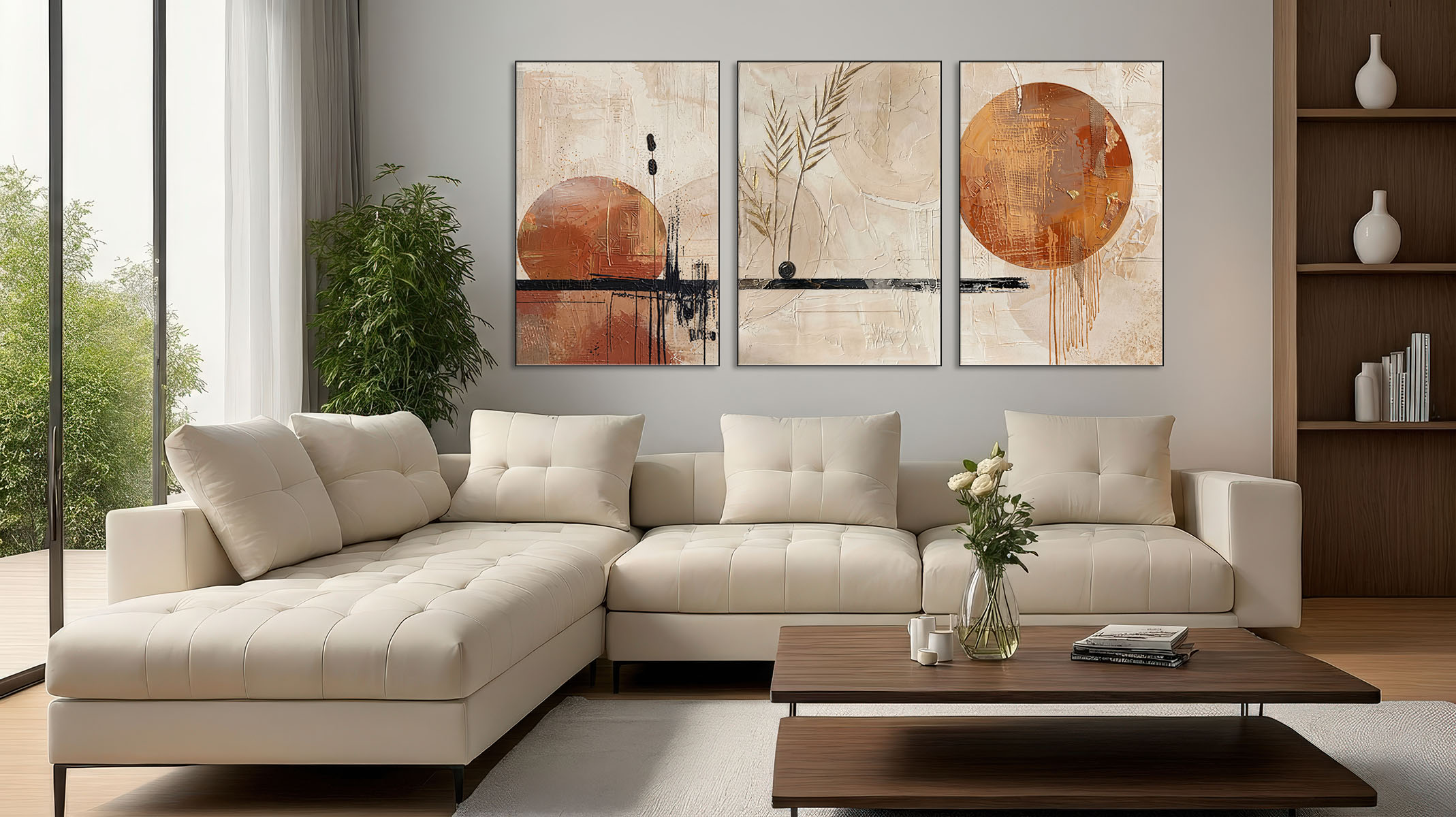 MINIMAL ABSTRACT ART ON CANVAS SLEEK BLACK FRAME-116666-B