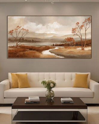 TRENDY ABSTRACT ART ON CANVAS WOOD FINISH FRAME-116667-A