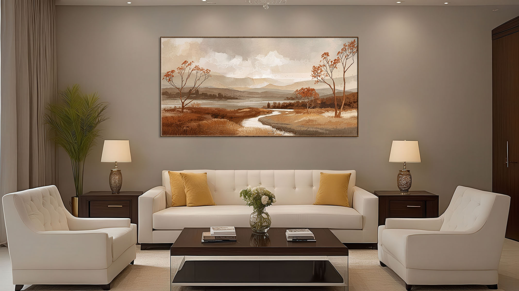 TRENDY ABSTRACT ART ON CANVAS WOOD FINISH FRAME-116667-A