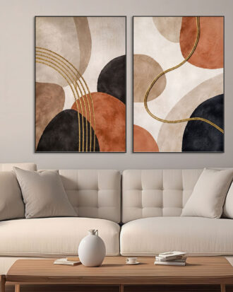 BEAUTIFUL ABSTRACT ART ON CANVAS SLEEK BLACK FRAME-116669-A