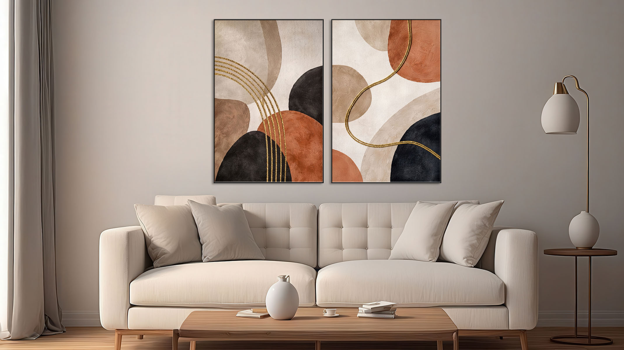 BEAUTIFUL ABSTRACT ART ON CANVAS SLEEK BLACK FRAME-116669-A