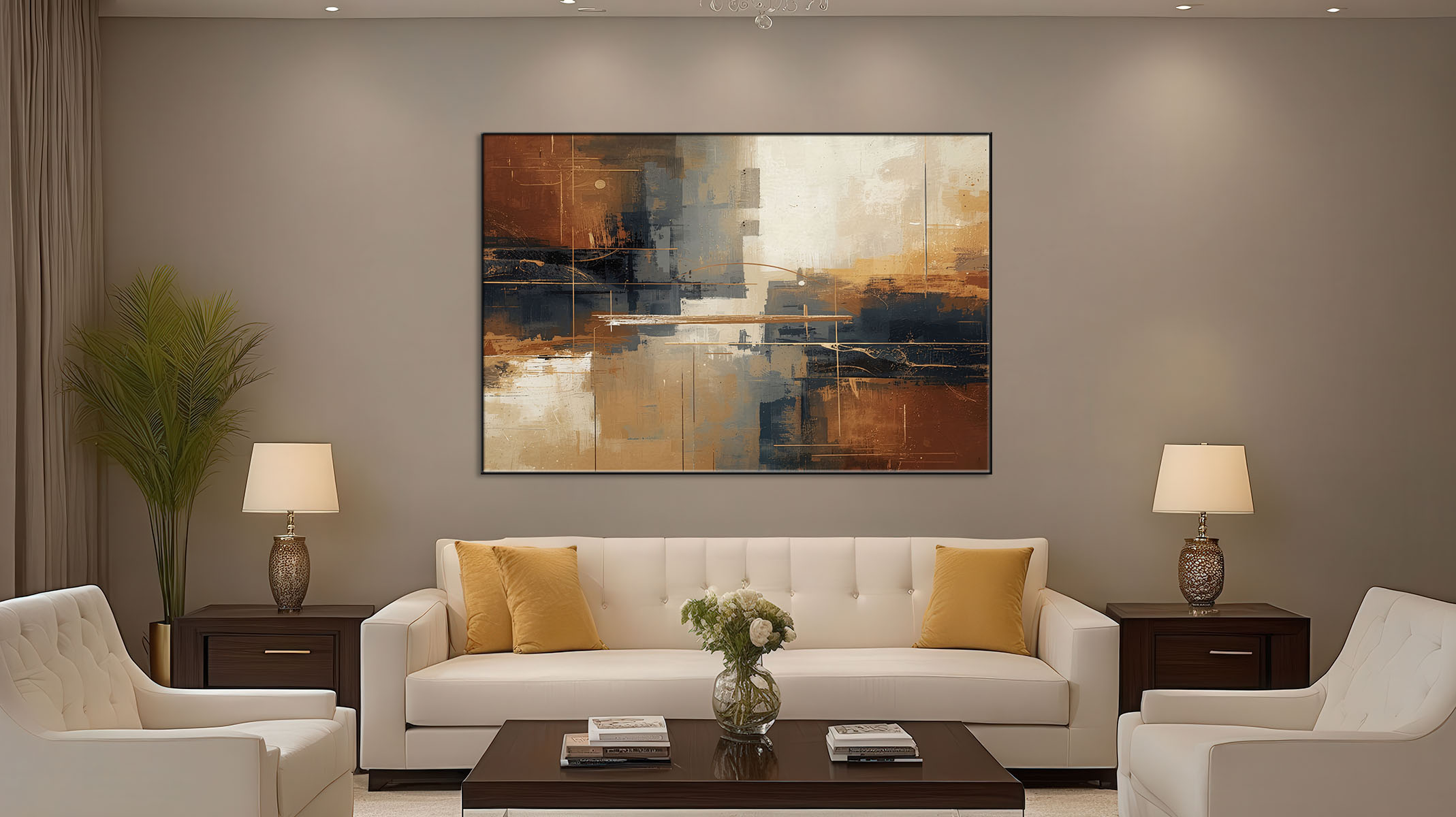 TRENDY ABSTRACT ART CANVAS PRINT SLEEK BLACK FRAME-116667-B