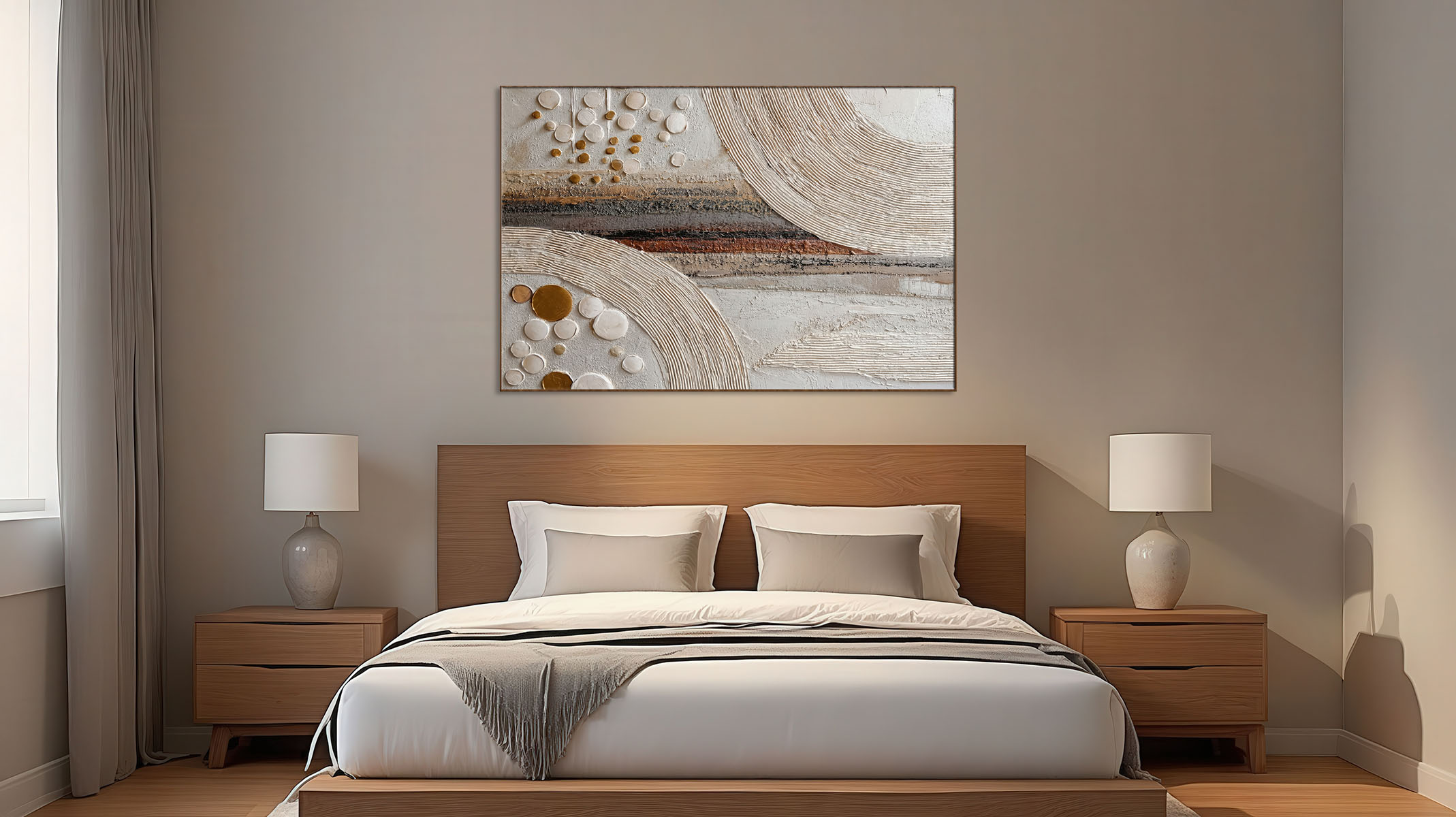 SUBTLE ABSTRACT ART CANVAS PRINT SLEEK WOOD FRAME-116675-A