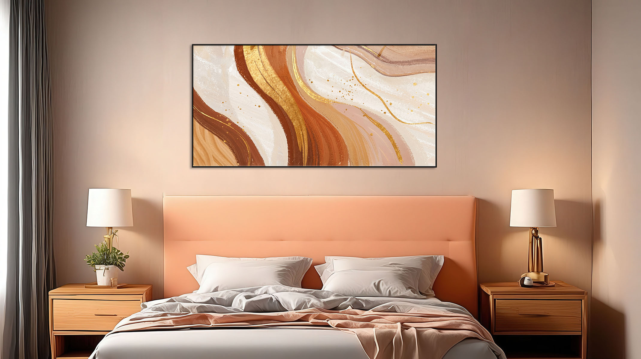 GRACEFUL ABSTRACT ART CANVAS PRINT SLEEK BLACK FRAME-116676-A