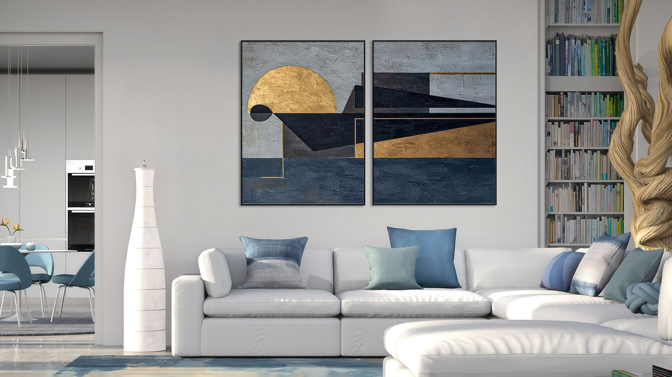 ELEGANT ABSTRACT ART CANVAS PRINT SLEEK BLACK FRAME-116681-A