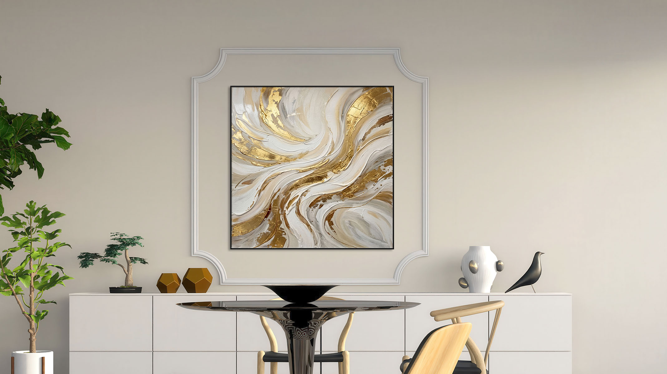 PREMIUM ABSTRACT ART CANVAS PRINT SLEEK BLACK FRAME-116686-A