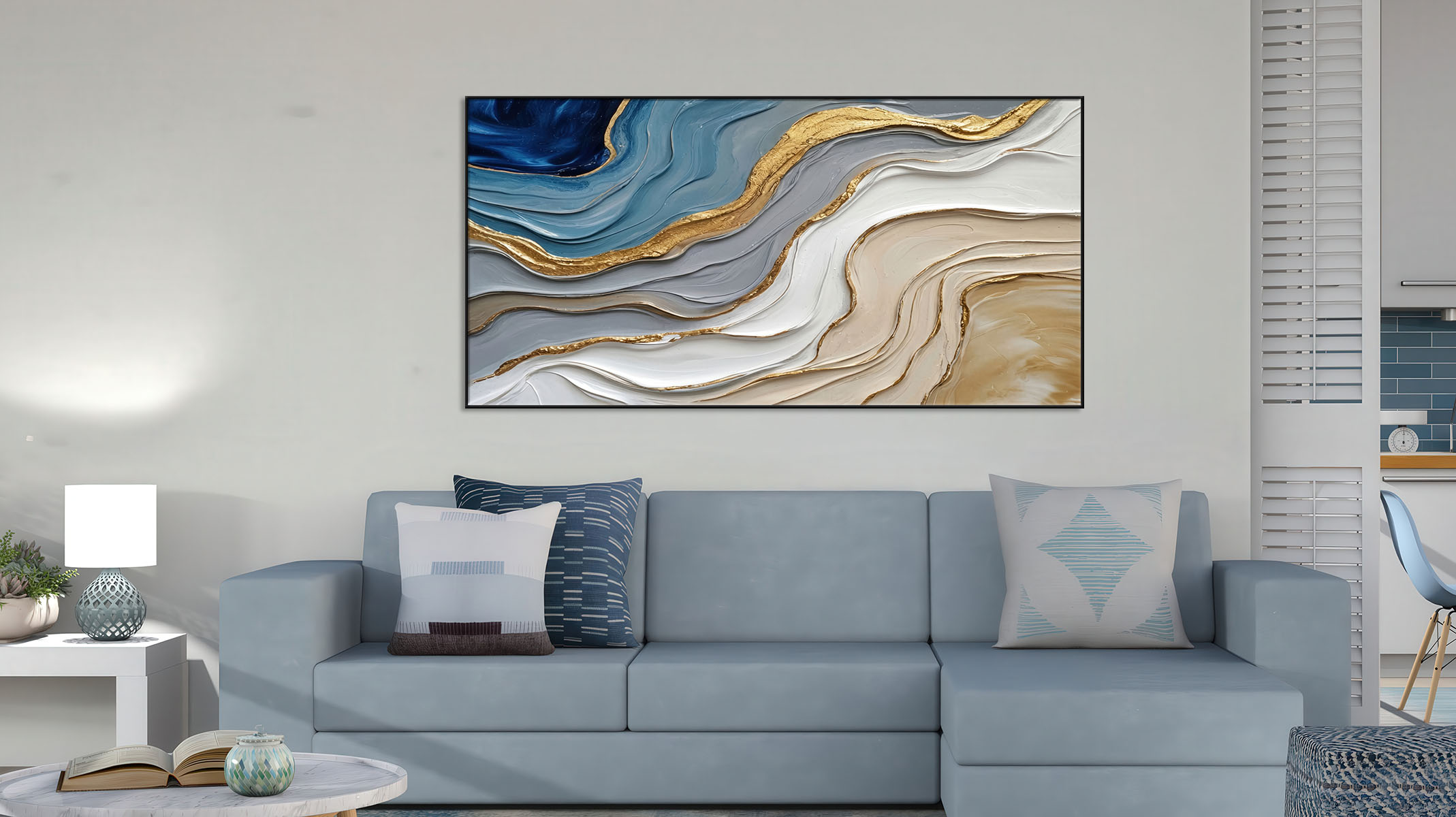 ARTISTIC ABSTRACT ART CANVAS PRINT SLEEK BLACK FRAME-116685-A