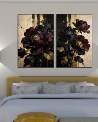 VIBRANT ABSTRACT ART CANVAS PRINT SLEEK BLACK FRAME-116688-A