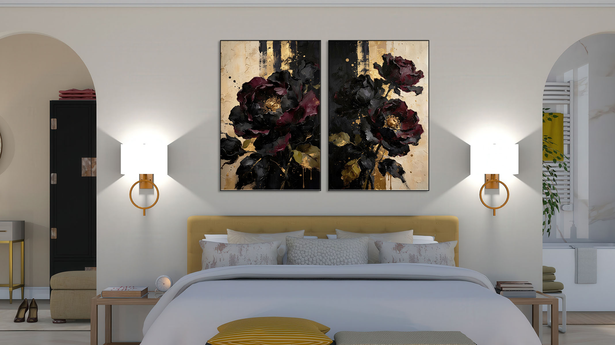 VIBRANT ABSTRACT ART CANVAS PRINT SLEEK BLACK FRAME-116688-A