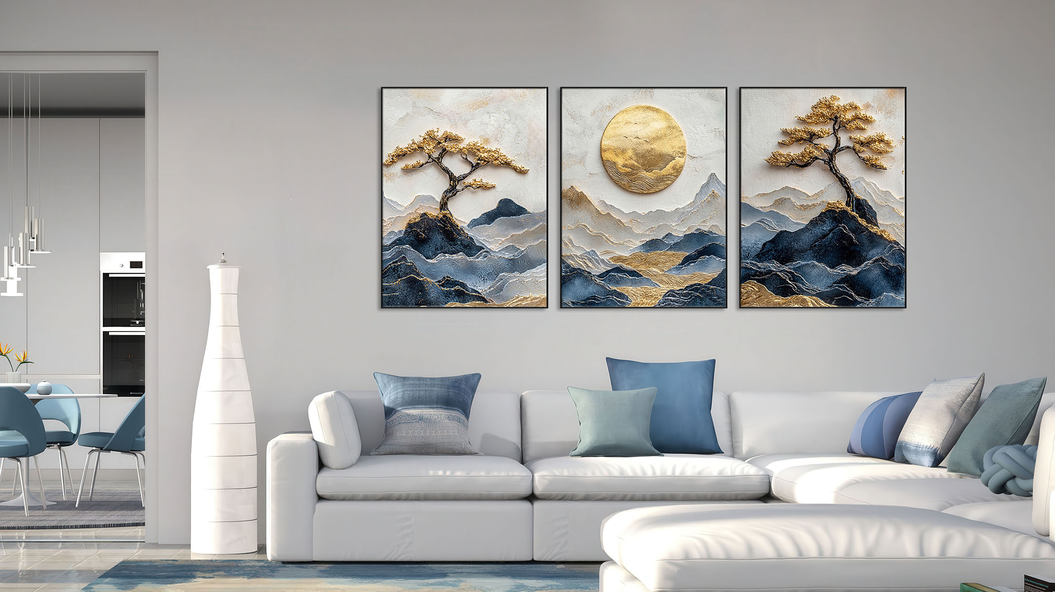 GRACEFUL ABSTRACT ART CANVAS PRINT SLEEK BLACK FRAME-116681-B