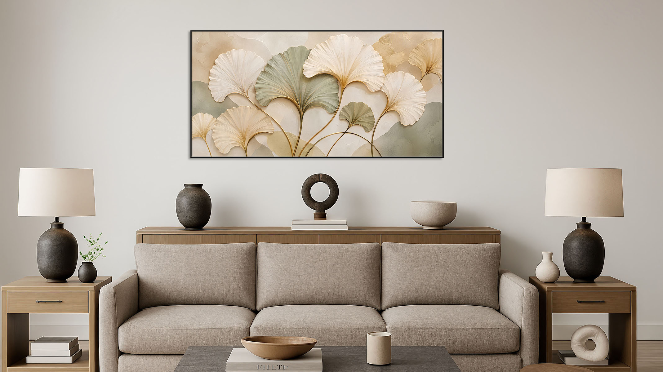 TRENDY ABSTRACT ART ON CANVAS PRINT SLEEK BLACK FRAME-116698-A