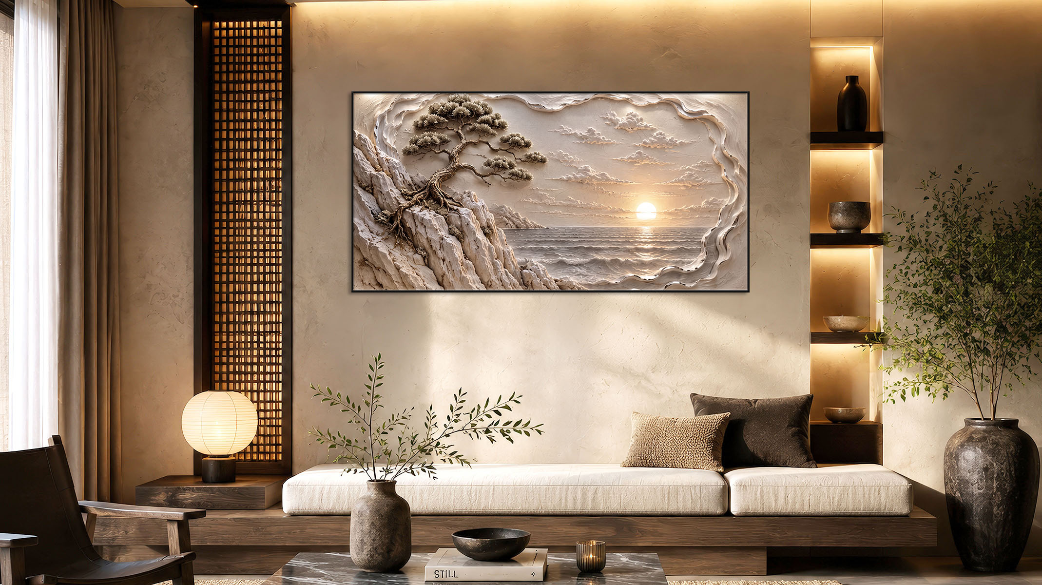 SUBTLE ABSTRACT ART CANVAS PRINT SLEEK BLACK FRAME-117704-A