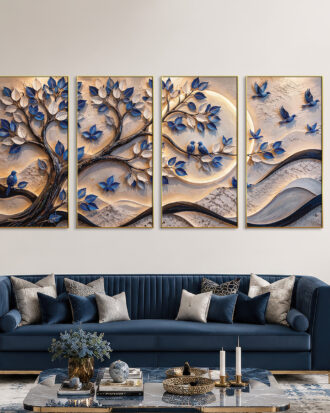 MESMERIZING ABSTRACT ART CANVAS PRINT SLEEK GOLD FRAME-117709-A