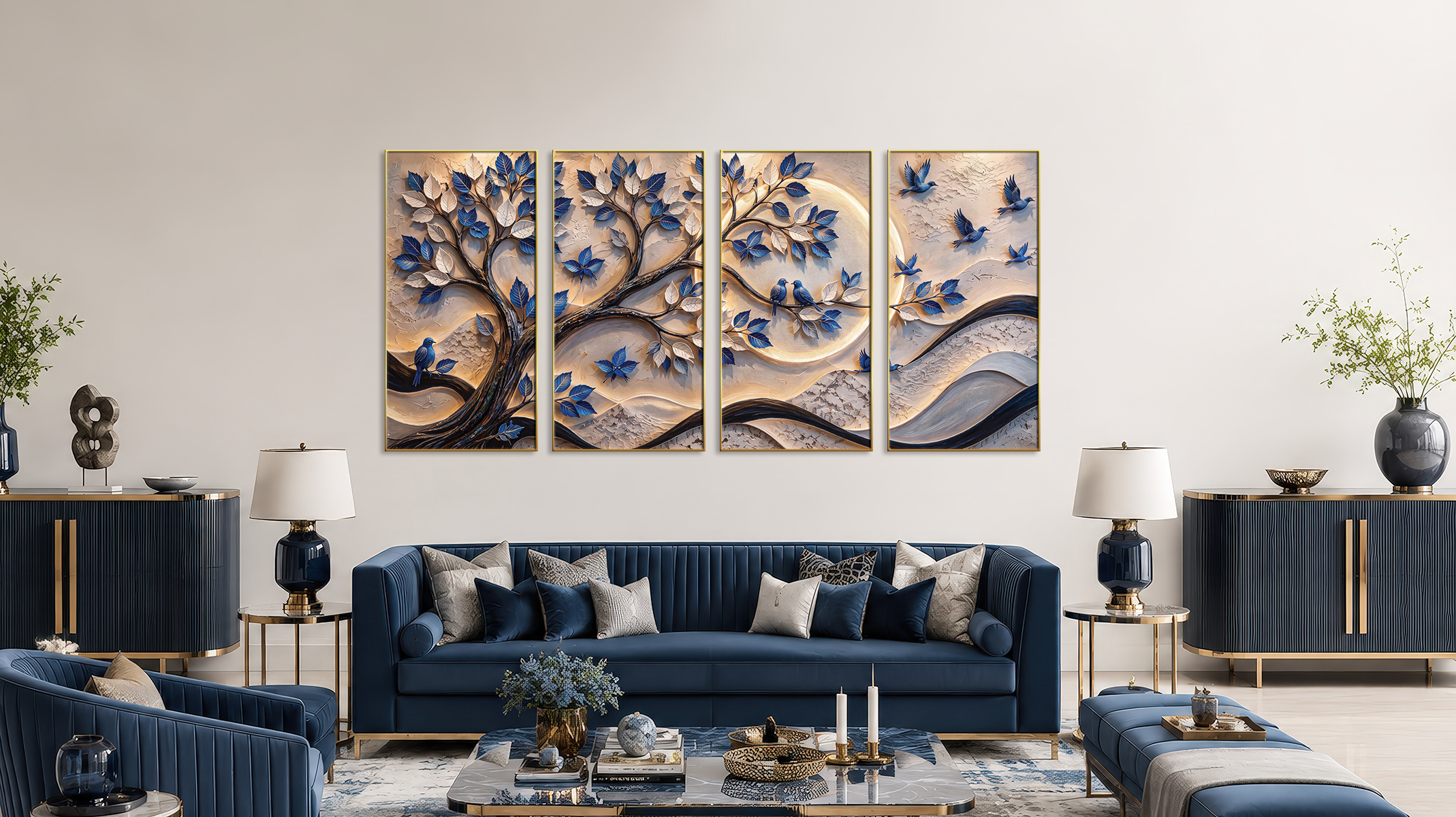 MESMERIZING ABSTRACT ART CANVAS PRINT SLEEK GOLD FRAME-117709-A