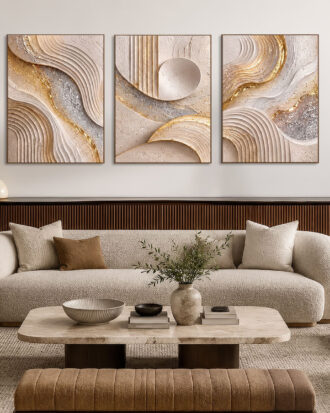 GRACEFUL ABSTRACT ART CANVAS PRINT SLEEK WOOD FINISH FRAME-117708-A