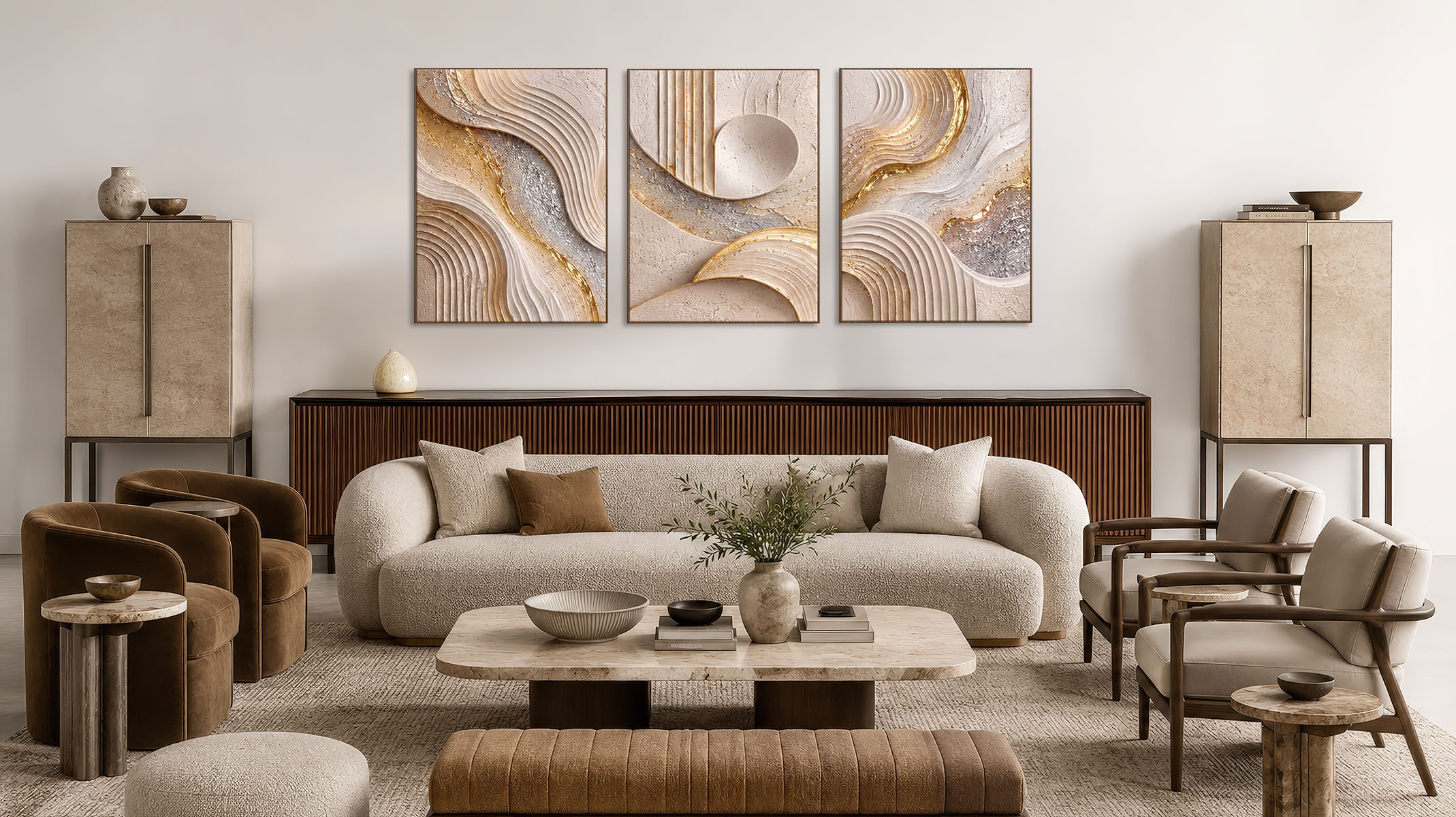 GRACEFUL ABSTRACT ART CANVAS PRINT SLEEK WOOD FINISH FRAME-117708-A
