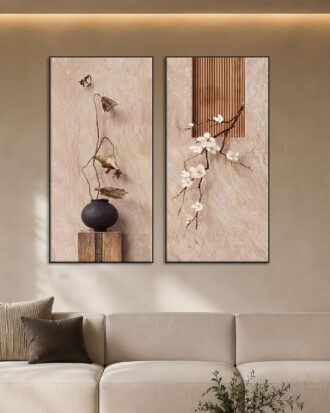 SUBTLE ABSTRACT CANVAS PRINT WITH SLEEK BLACK FRAME-117706-A