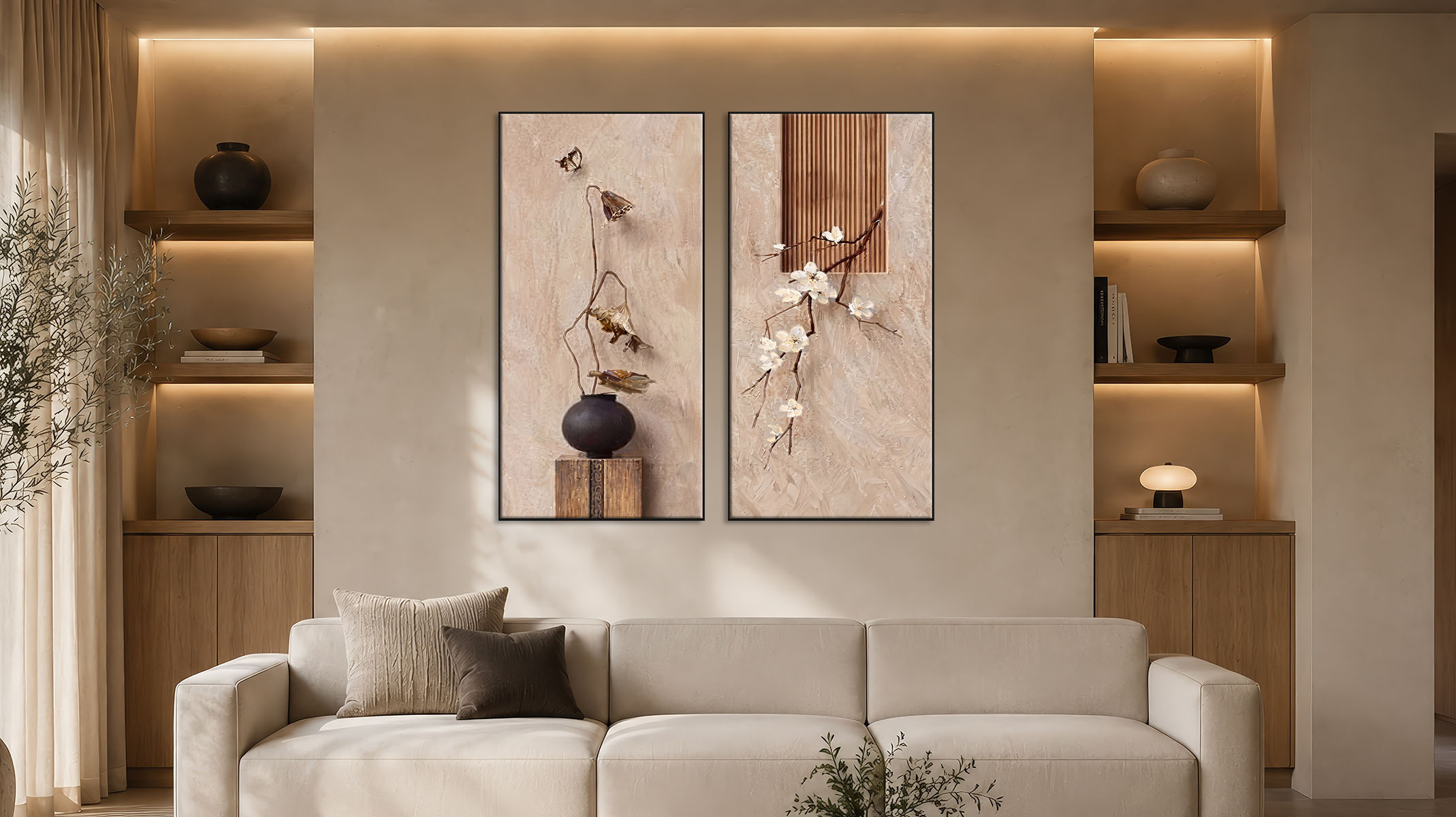 SUBTLE ABSTRACT CANVAS PRINT WITH SLEEK BLACK FRAME-117706-A