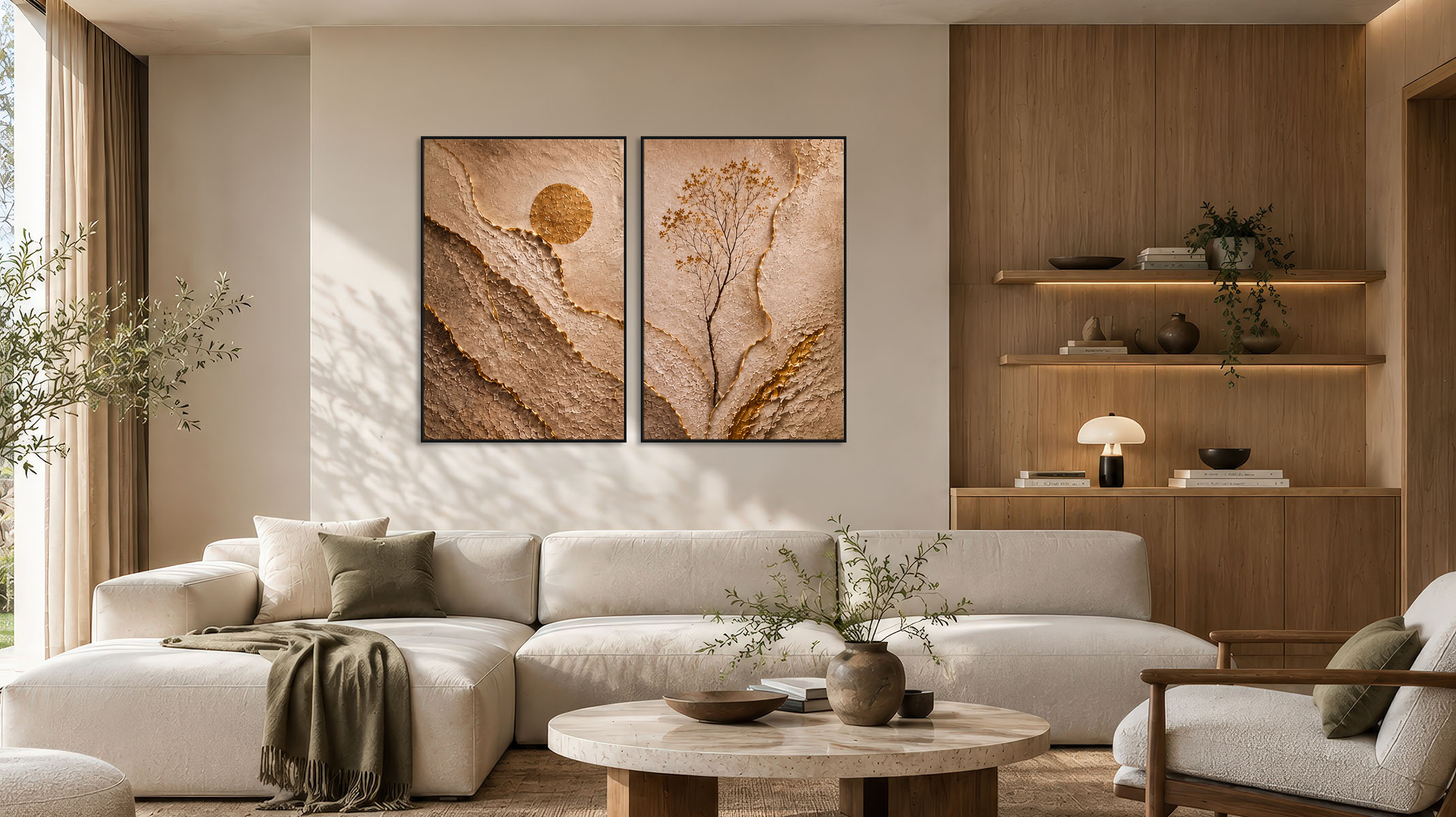 REFINED ABSTRACT CANVAS PRINT WITH SLEEK BLACK FRAME-117711-A