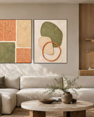 MINIMAL ABSTRACT CANVAS PRINT WITH SLEEK BLACK FRAME-117711-B
