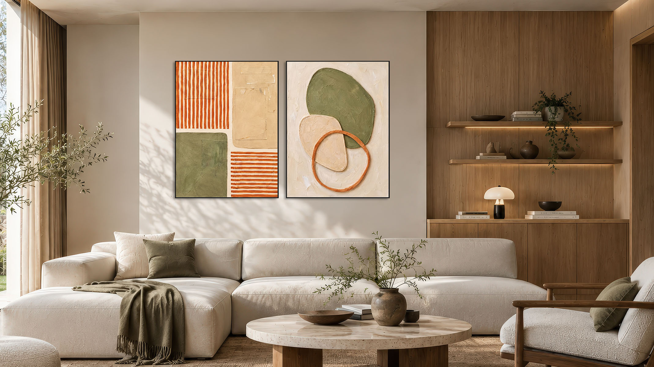 MINIMAL ABSTRACT CANVAS PRINT WITH SLEEK BLACK FRAME-117711-B