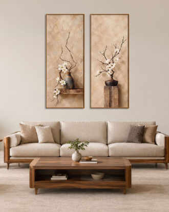 UNIQUE ABSTRACT ART ON CANVAS WOOD FINISH FRAME-117712-A